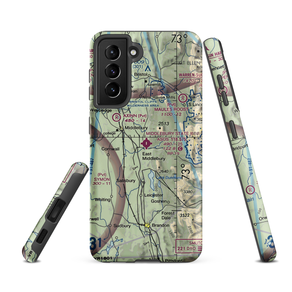 Middlebury State Airport (6B0) VFR Sectional Samsung Phone Case Samsung Galaxy S21 FE model shown