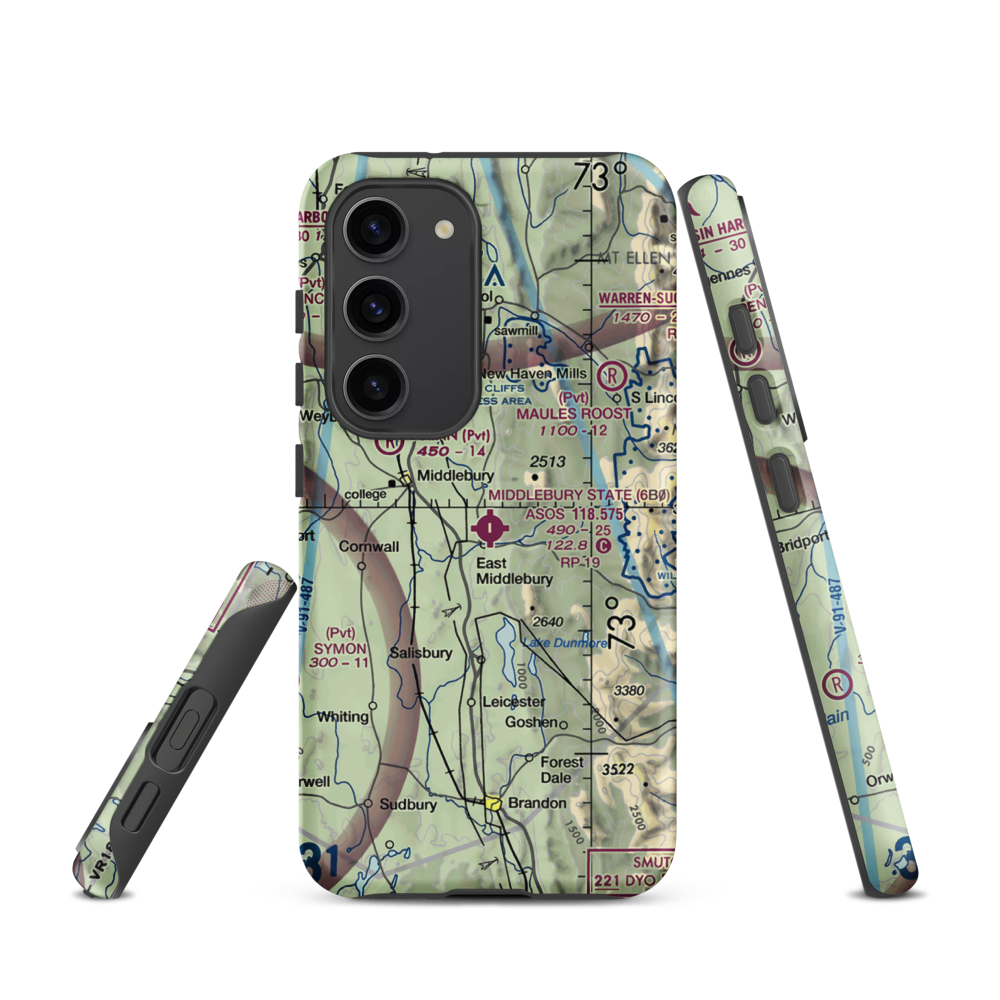 Middlebury State Airport (6B0) VFR Sectional Samsung Phone Case Samsung Galaxy S23 model shown