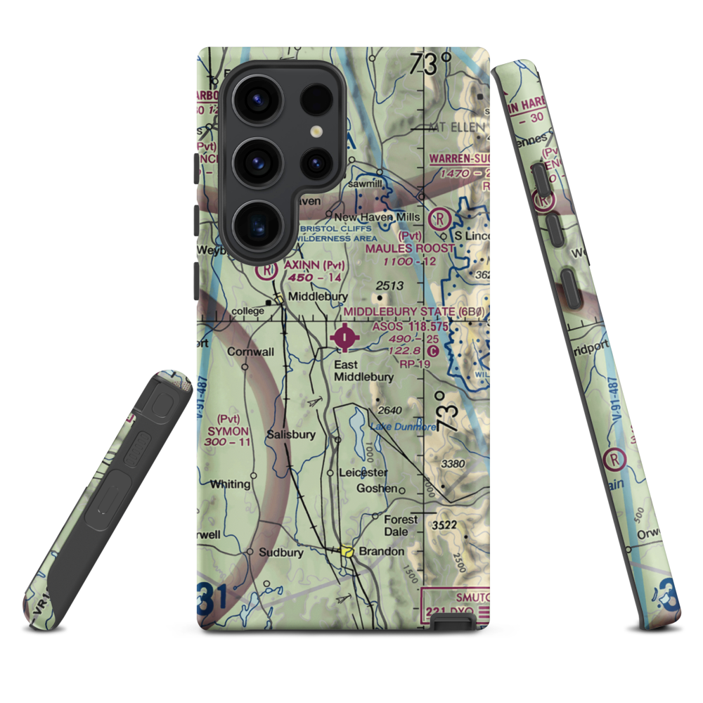 Middlebury State Airport (6B0) VFR Sectional Samsung Phone Case Samsung Galaxy S23 Ultra model shown