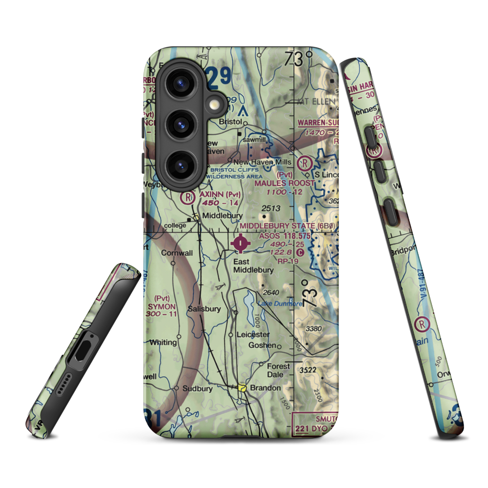 Middlebury State Airport (6B0) VFR Sectional Samsung Phone Case Samsung Galaxy S24 Plus model shown