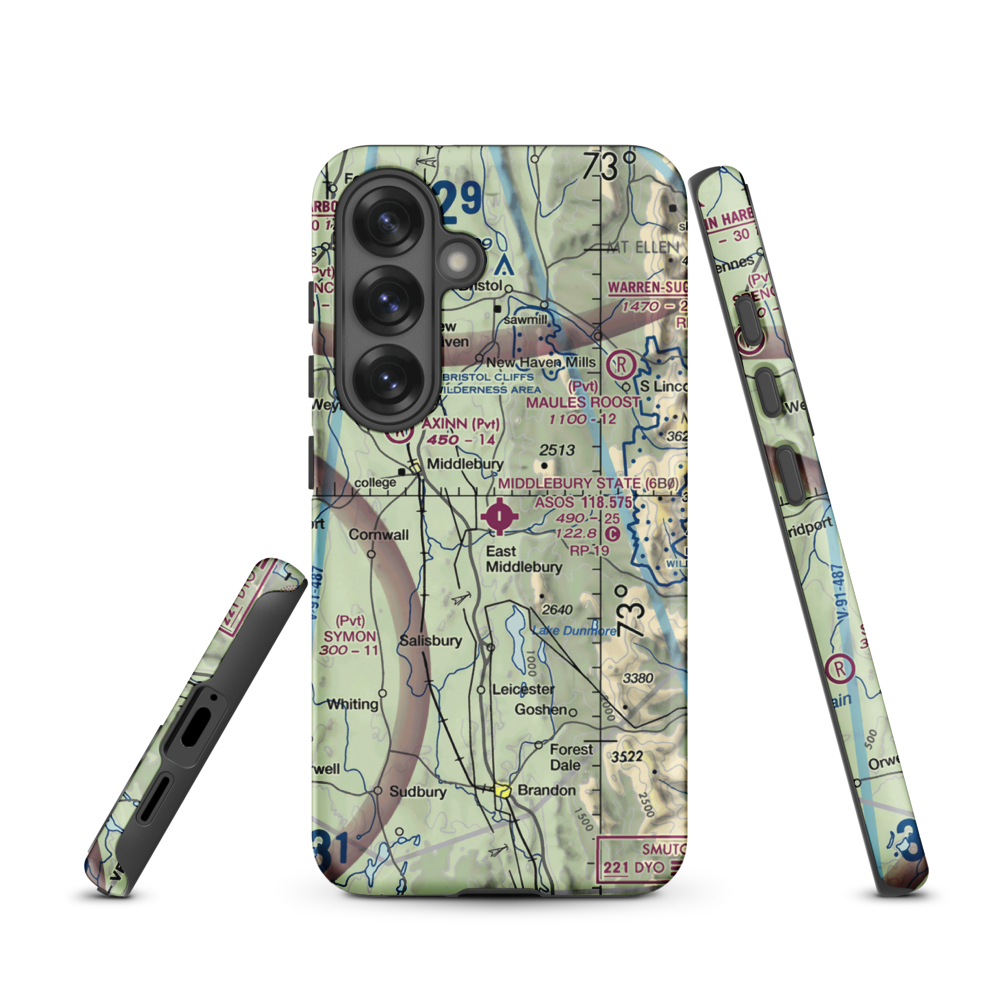 Middlebury State Airport (6B0) VFR Sectional Samsung Phone Case Samsung Galaxy S25 model shown