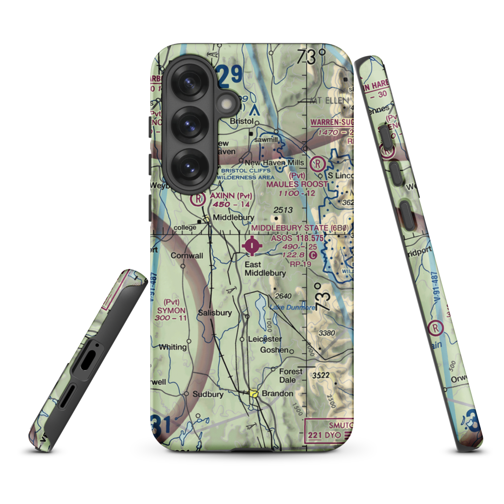 Middlebury State Airport (6B0) VFR Sectional Samsung Phone Case Samsung Galaxy S25 Plus model shown