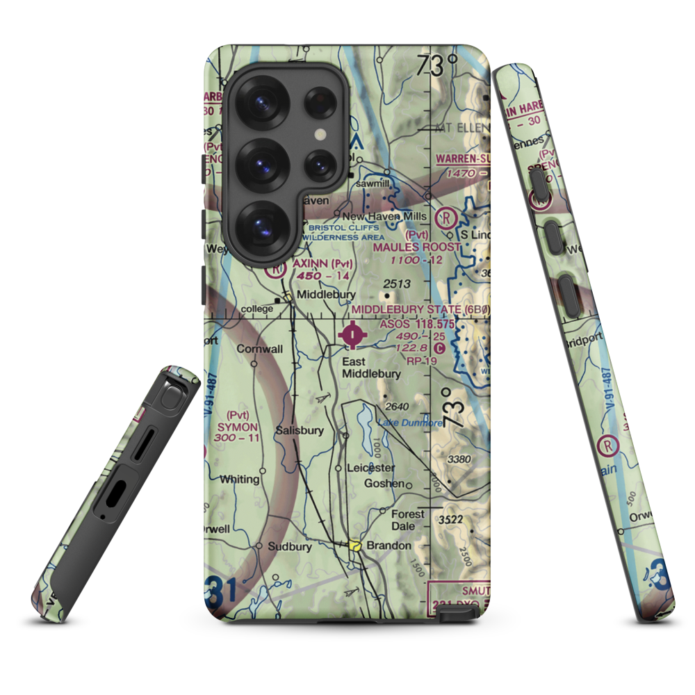 Middlebury State Airport (6B0) VFR Sectional Samsung Phone Case Samsung Galaxy S25 Ultra model shown