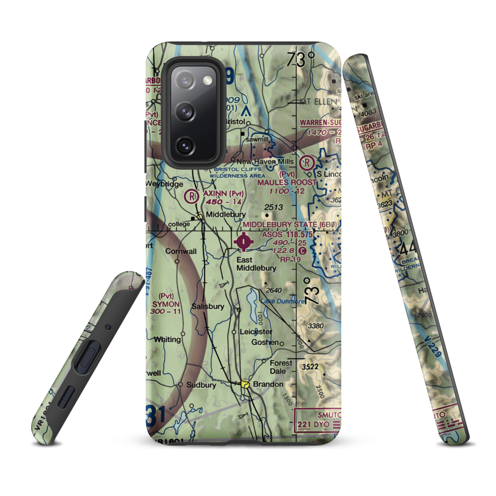 Middlebury State Airport (6B0) VFR Sectional Samsung Phone Case Samsung Galaxy S20 FE model shown