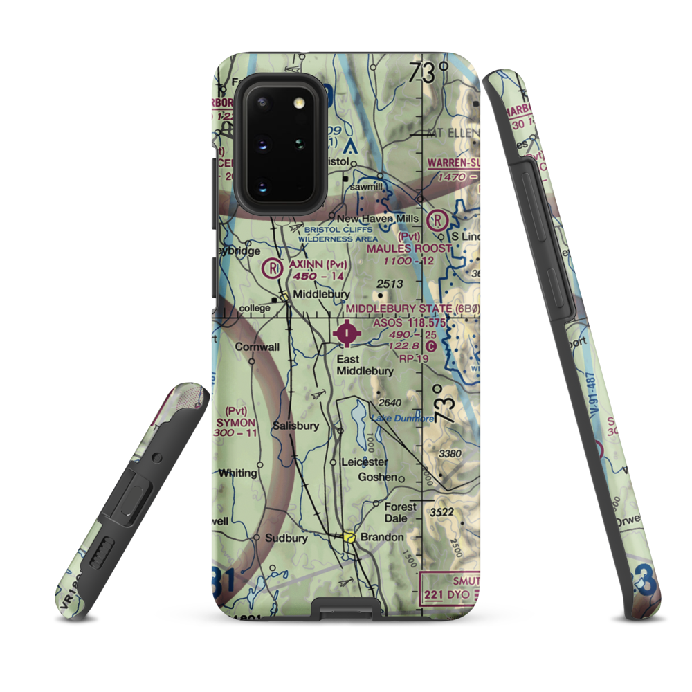 Middlebury State Airport (6B0) VFR Sectional Samsung Phone Case Samsung Galaxy S20 Plus model shown