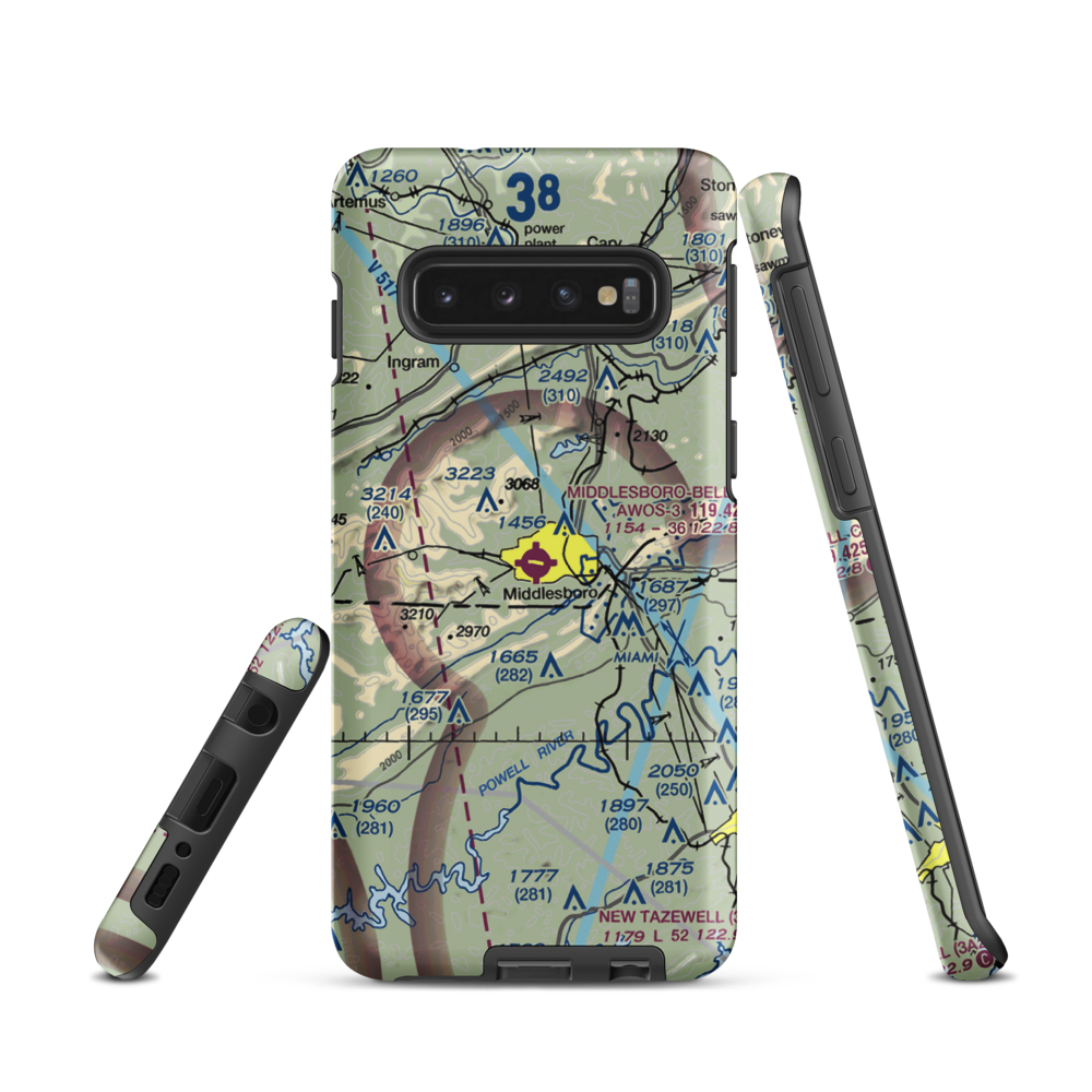 Middlesboro-Bell County Airport (1A6) VFR Sectional Samsung Phone Case Samsung Galaxy S10 model shown