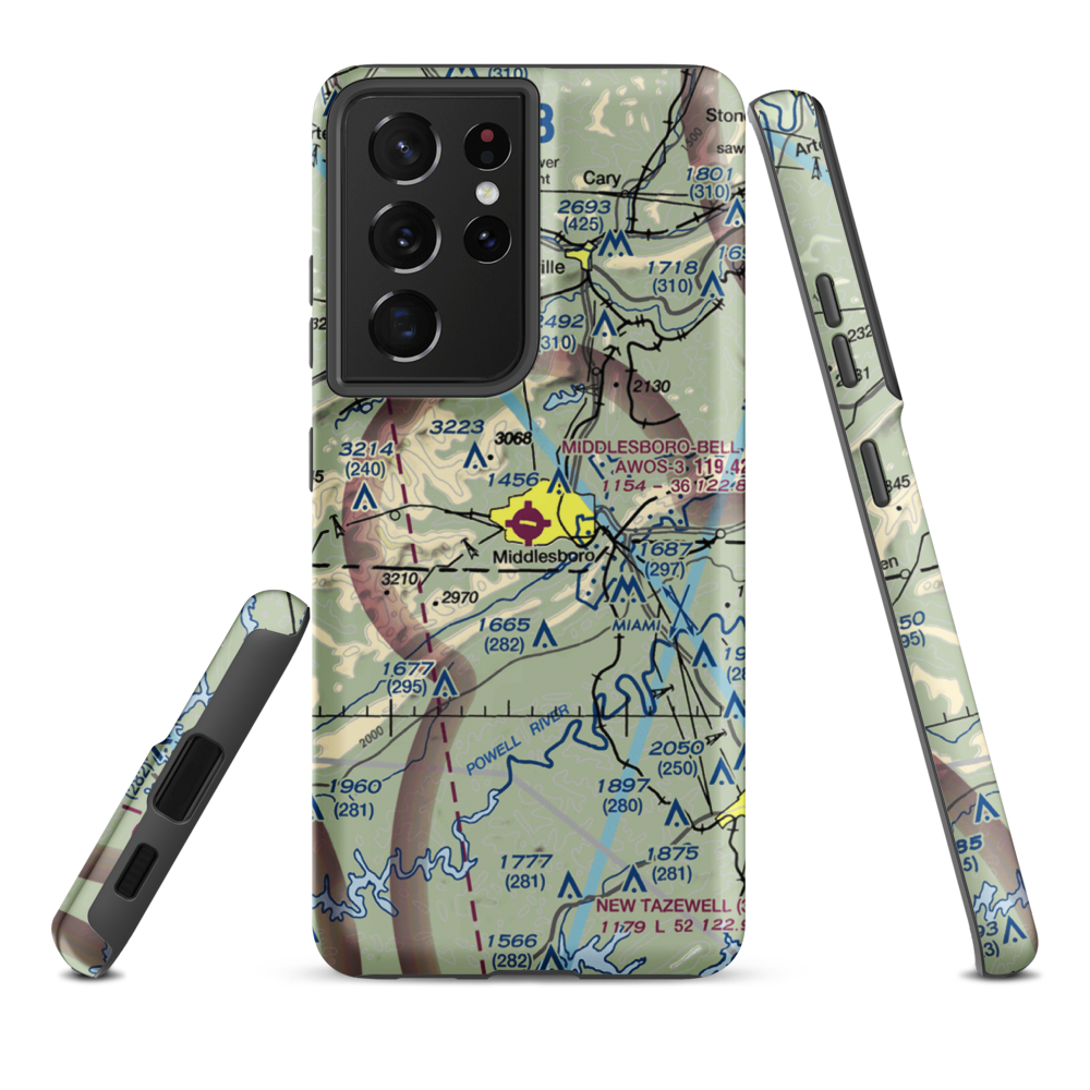 Middlesboro-Bell County Airport (1A6) VFR Sectional Samsung Phone Case Samsung Galaxy S21 Ultra model shown