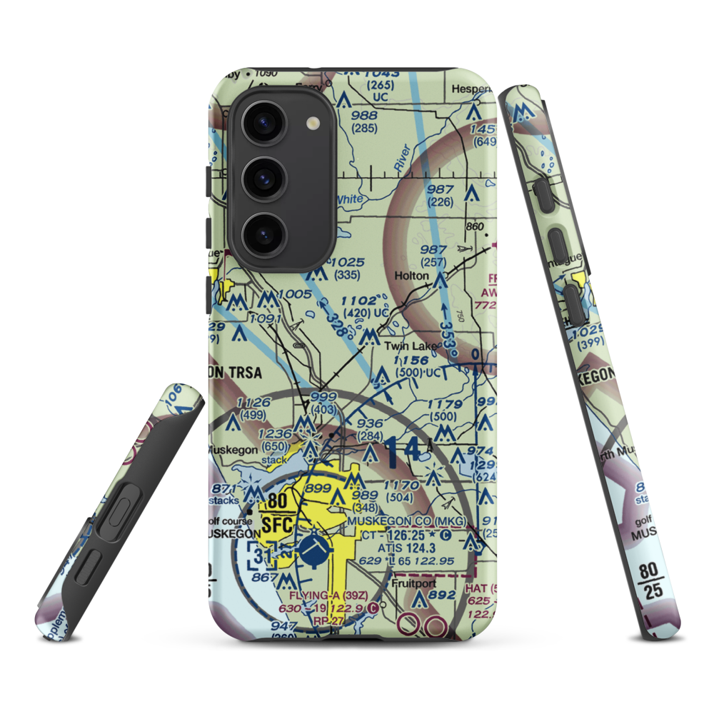 Midget Airport (MI86) VFR Sectional Samsung Phone Case Samsung Galaxy S23 Plus model shown