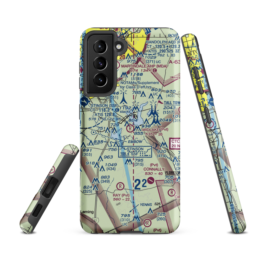 Midlake Airport (28TE) VFR Sectional Samsung Phone Case Samsung Galaxy S21 FE model shown