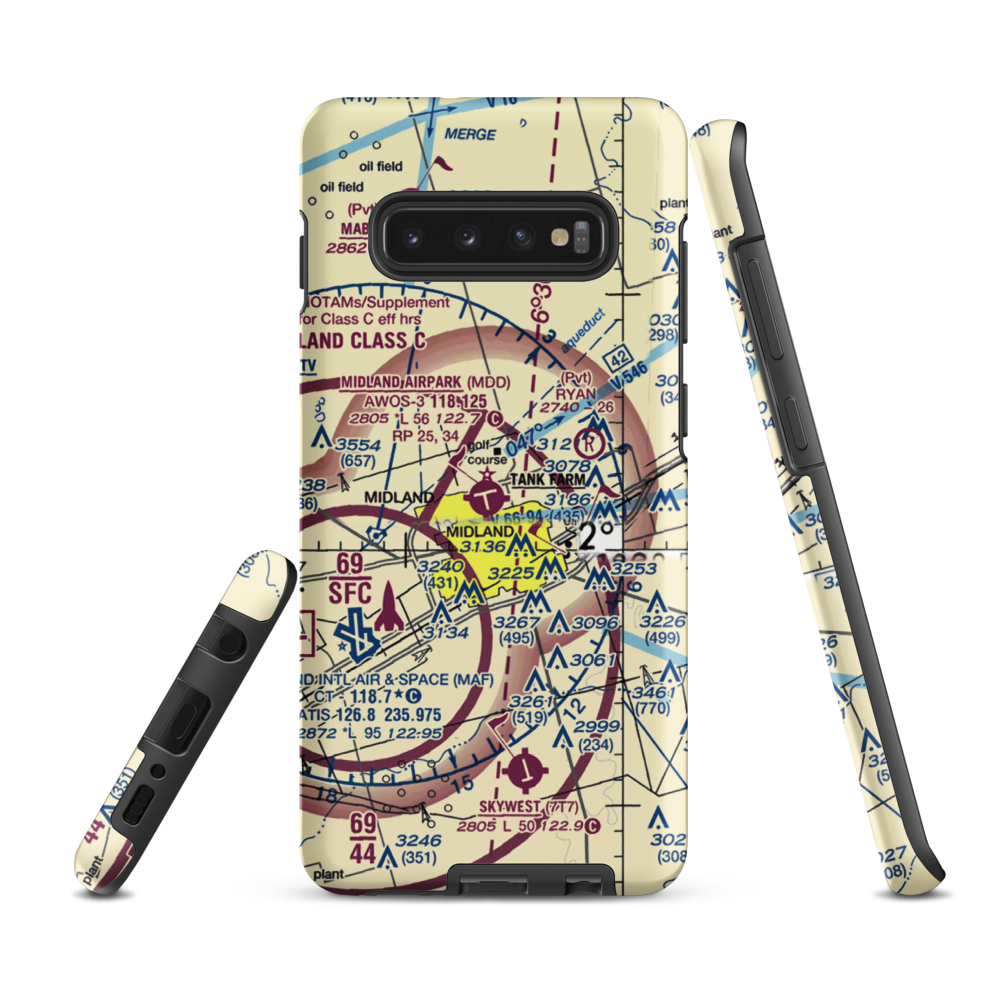 Midland Airpark (MDD) VFR Sectional Samsung Phone Case Samsung Galaxy S10 Plus model shown