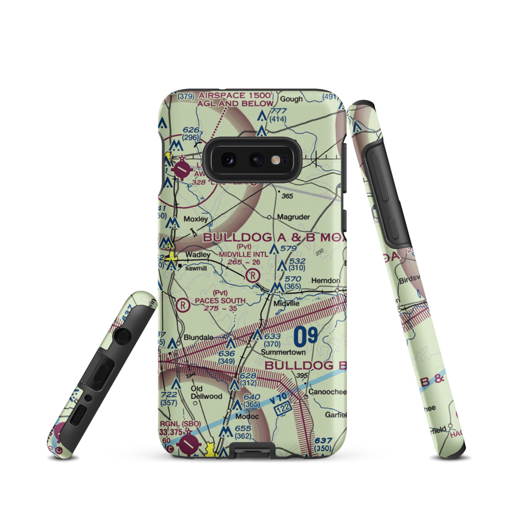 Midville International Airport (92GE) VFR Sectional Samsung Phone Case Samsung Galaxy S10 Plus model shown