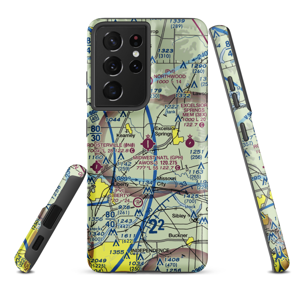 Midwest National Air Center Airport (GPH) VFR Sectional Samsung Phone Case Samsung Galaxy S21 Ultra model shown