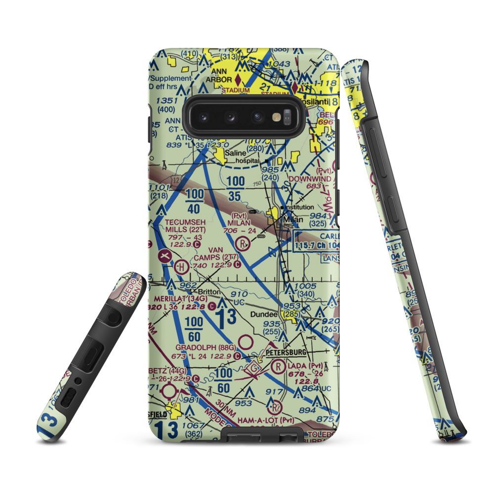 Milan Airport (MI09) VFR Sectional Samsung Phone Case Samsung Galaxy S10 Plus model shown