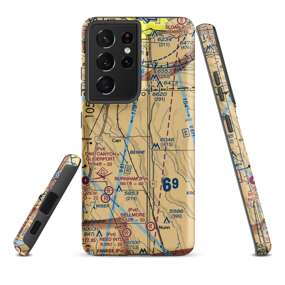 Mile Hi Airport (47CO) VFR Sectional Samsung Phone Case Samsung Galaxy S21 Ultra model shown
