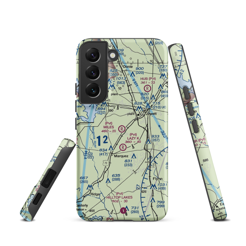 Miles Field (40TA) VFR Sectional Samsung Phone Case Samsung Galaxy S22 model shown