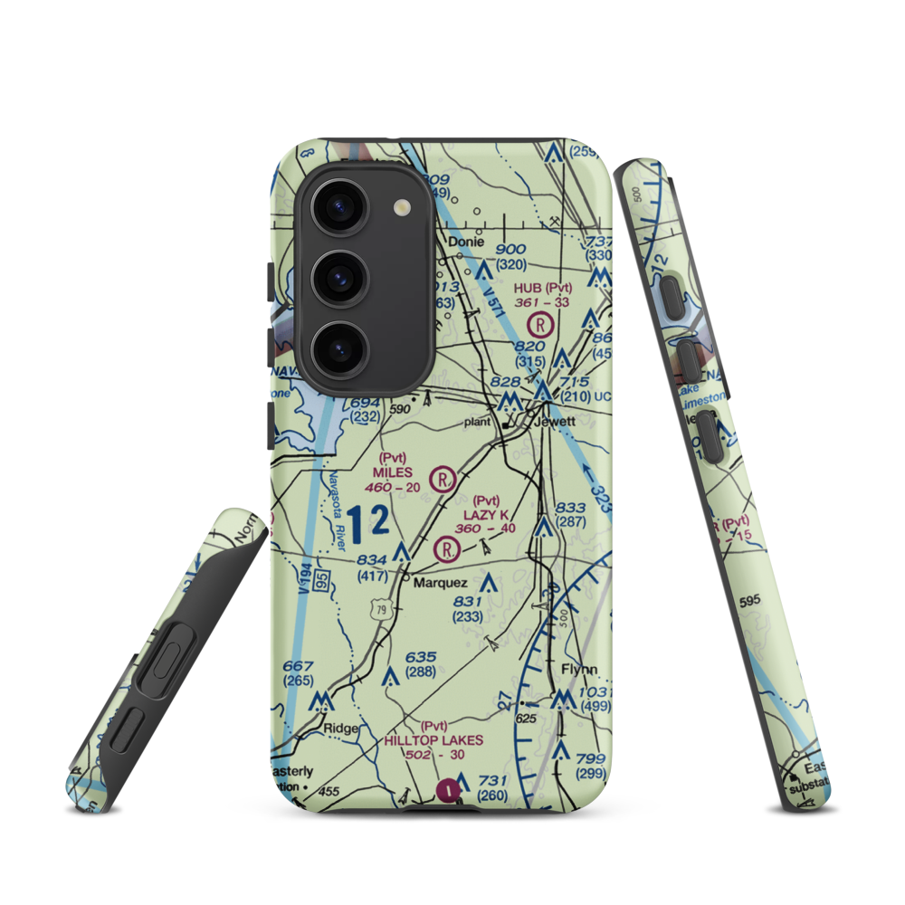 Miles Field (40TA) VFR Sectional Samsung Phone Case Samsung Galaxy S23 model shown