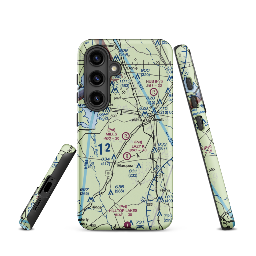 Miles Field (40TA) VFR Sectional Samsung Phone Case Samsung Galaxy S24 model shown