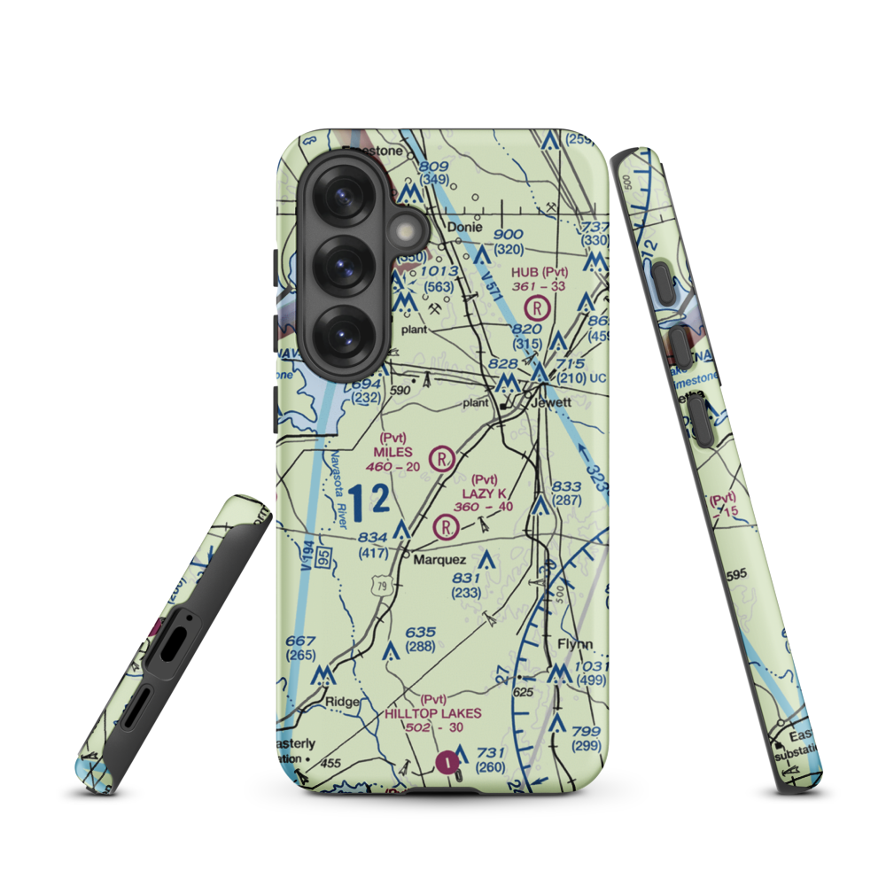 Miles Field (40TA) VFR Sectional Samsung Phone Case Samsung Galaxy S25 model shown