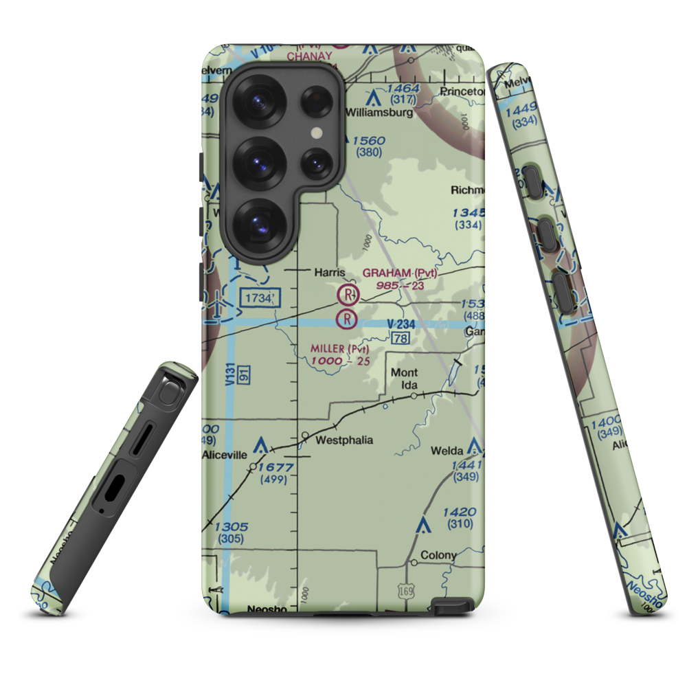 Miller Airport (9KS7) VFR Sectional Samsung Phone Case Samsung Galaxy S25 Ultra model shown