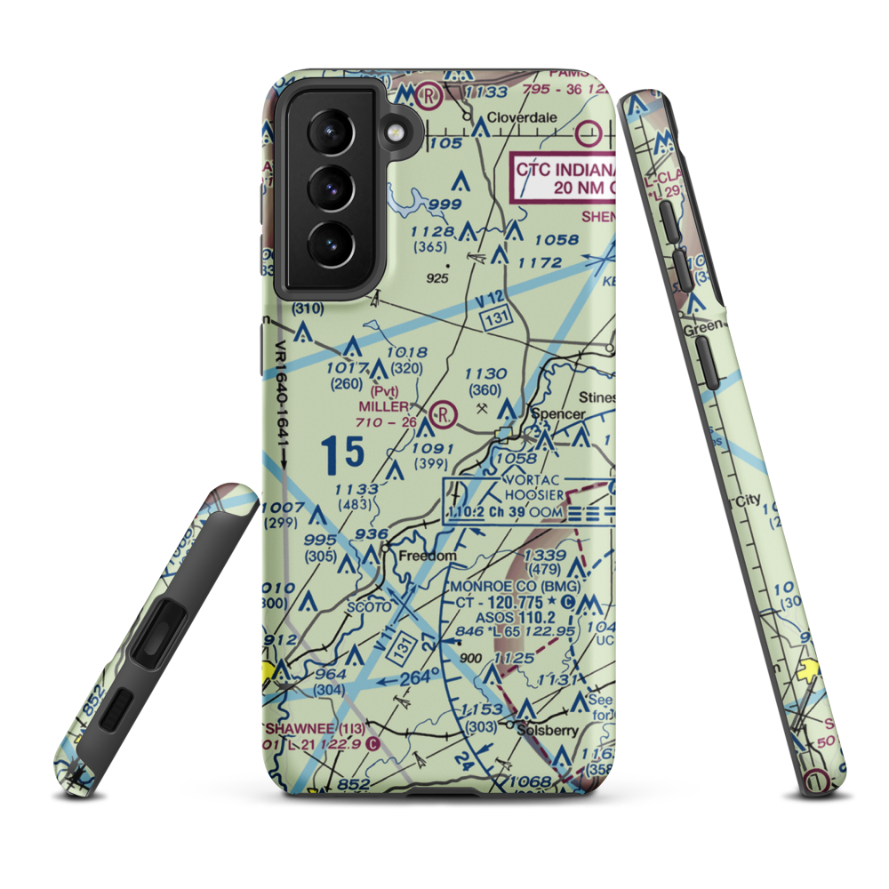 Miller Airport (IN53) VFR Sectional Samsung Phone Case Samsung Galaxy S21 Plus model shown