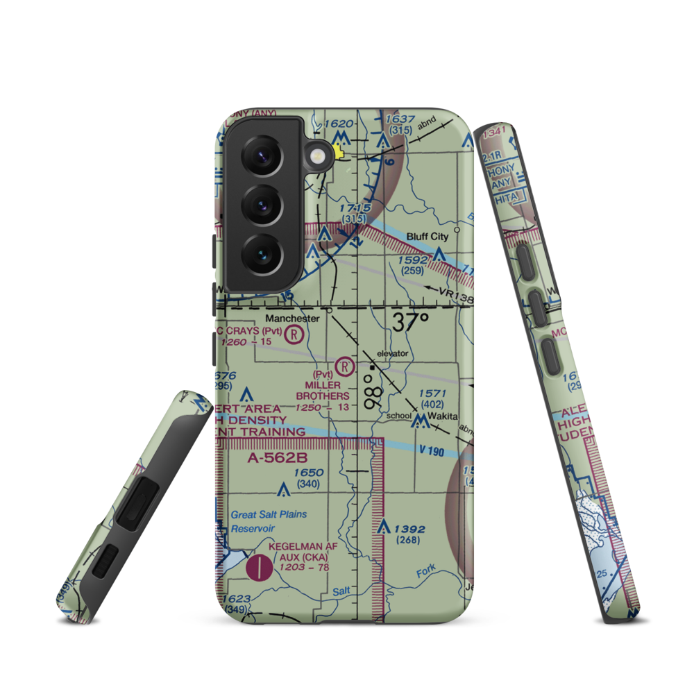 Miller Brothers Airport (OK47) VFR Sectional Samsung Phone Case Samsung Galaxy S22 model shown