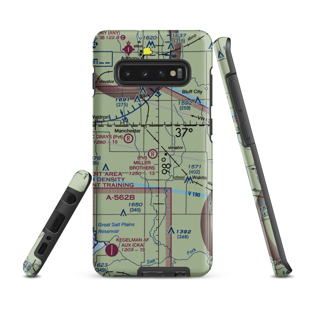Miller Brothers Airport (OK47) VFR Sectional Samsung Phone Case Samsung Galaxy S10 Plus model shown