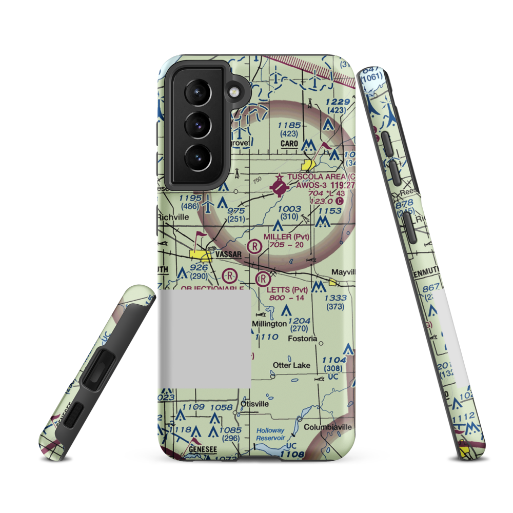Miller Field (27MI) VFR Sectional Samsung Phone Case Samsung Galaxy S21 FE model shown