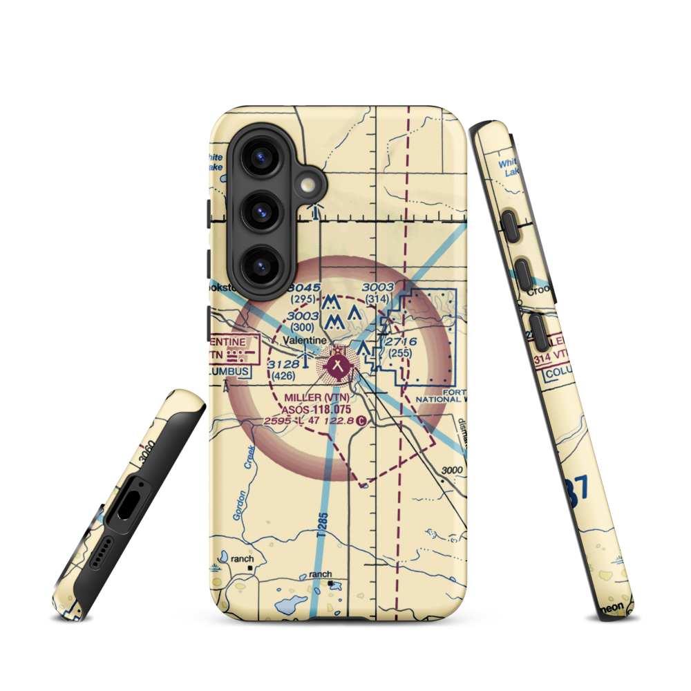 Miller Field (VTN) VFR Sectional Samsung Phone Case Samsung Galaxy S24 model shown