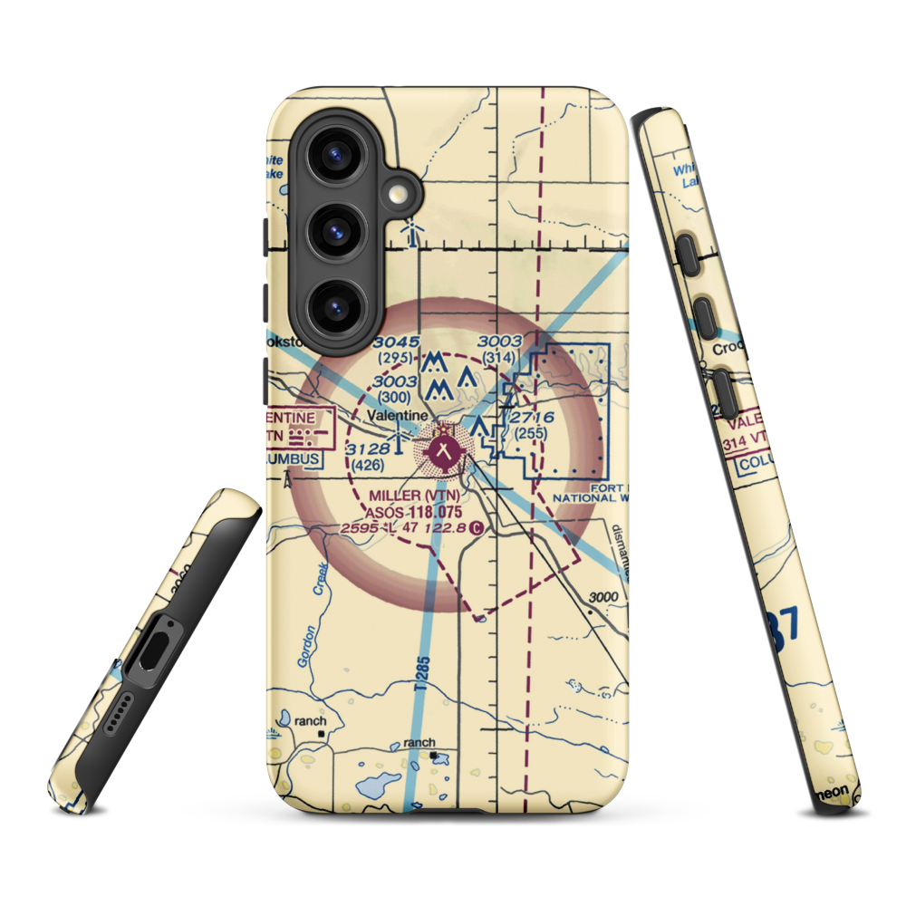 Miller Field (VTN) VFR Sectional Samsung Phone Case Samsung Galaxy S24 Plus model shown