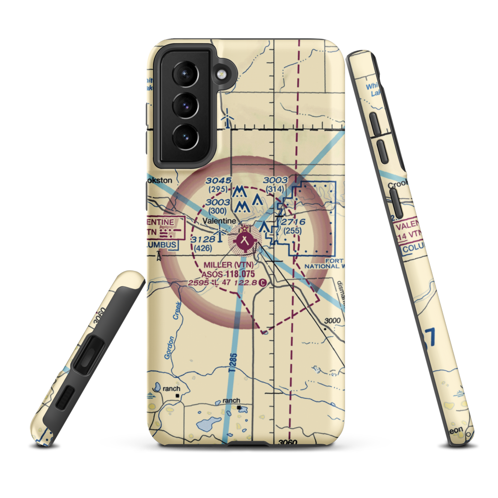 Miller Field (VTN) VFR Sectional Samsung Phone Case Samsung Galaxy S21 Plus model shown