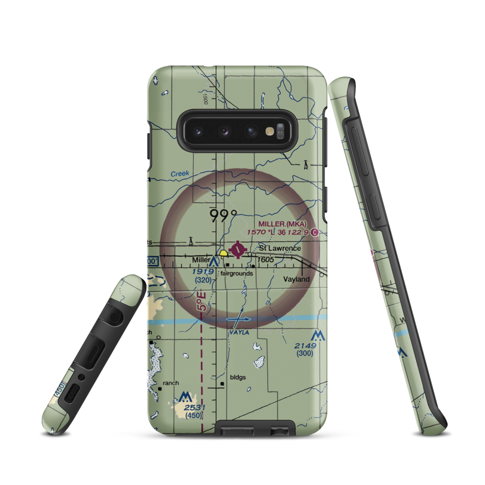 Miller Municipal Airport (MKA) VFR Sectional Samsung Phone Case Samsung Galaxy S10 model shown