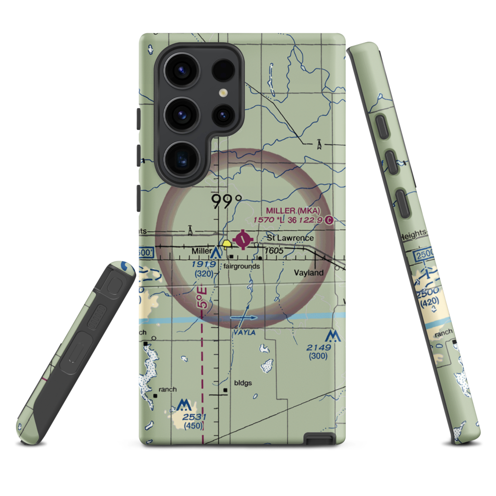Miller Municipal Airport (MKA) VFR Sectional Samsung Phone Case Samsung Galaxy S23 Ultra model shown
