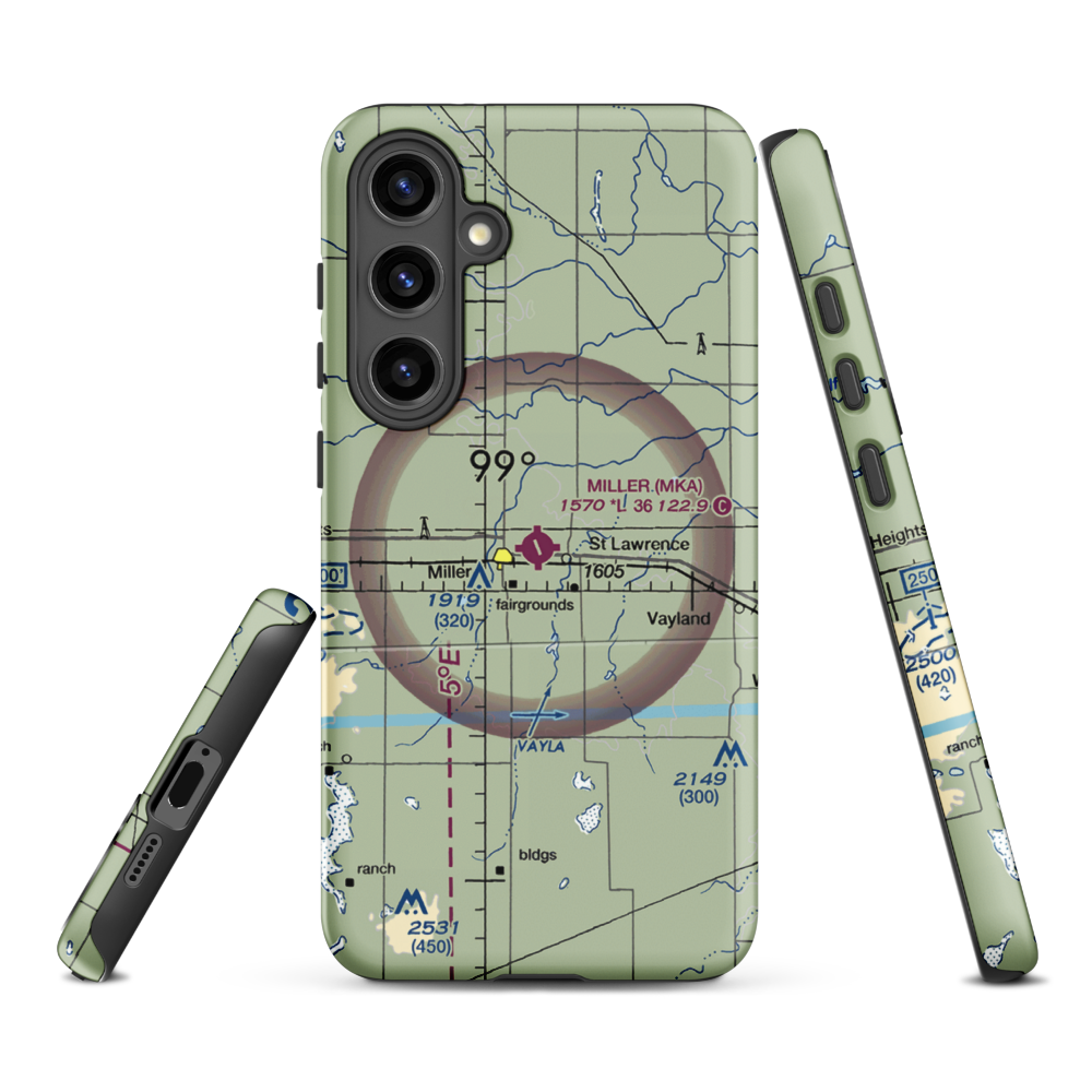 Miller Municipal Airport (MKA) VFR Sectional Samsung Phone Case Samsung Galaxy S24 Plus model shown