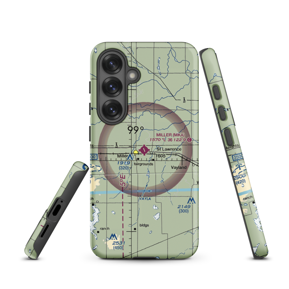 Miller Municipal Airport (MKA) VFR Sectional Samsung Phone Case Samsung Galaxy S25 model shown