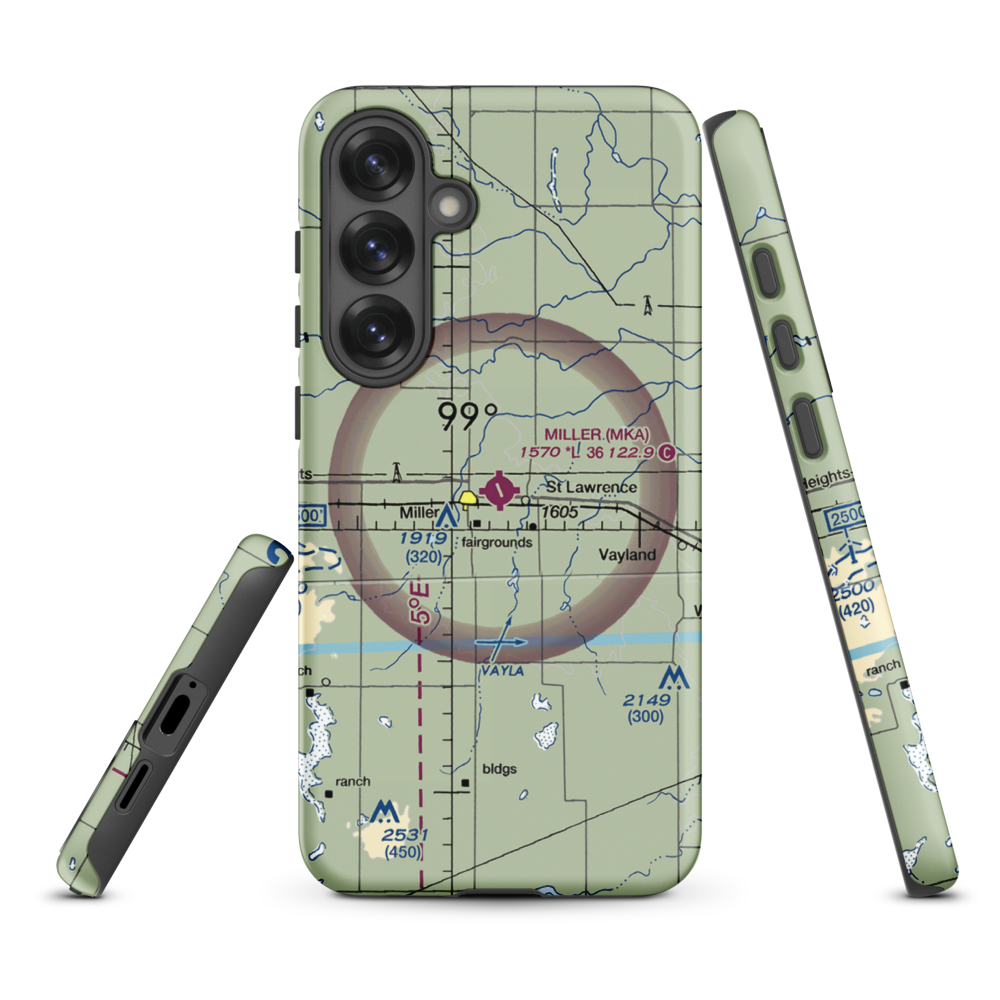Miller Municipal Airport (MKA) VFR Sectional Samsung Phone Case Samsung Galaxy S25 Plus model shown