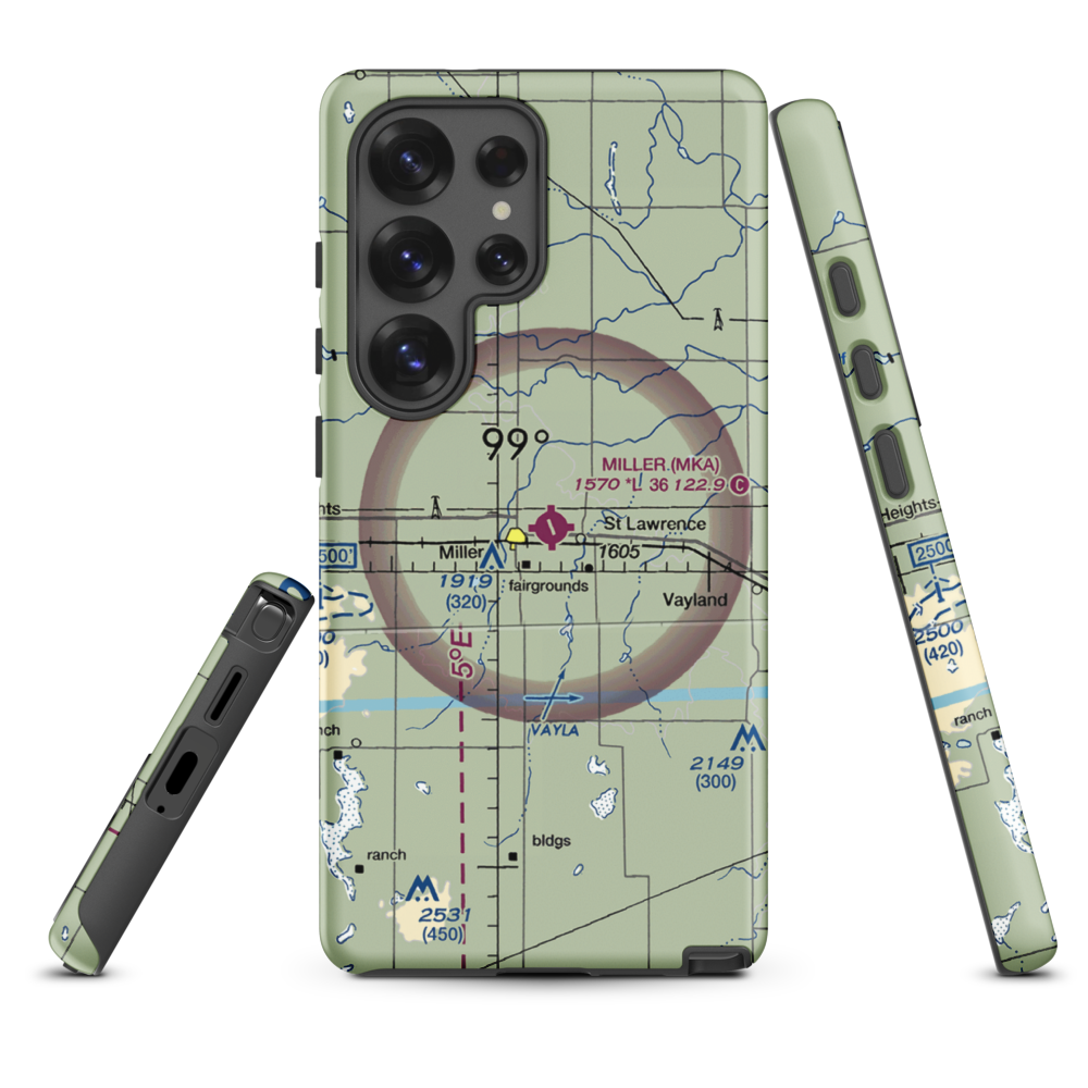 Miller Municipal Airport (MKA) VFR Sectional Samsung Phone Case Samsung Galaxy S25 Ultra model shown
