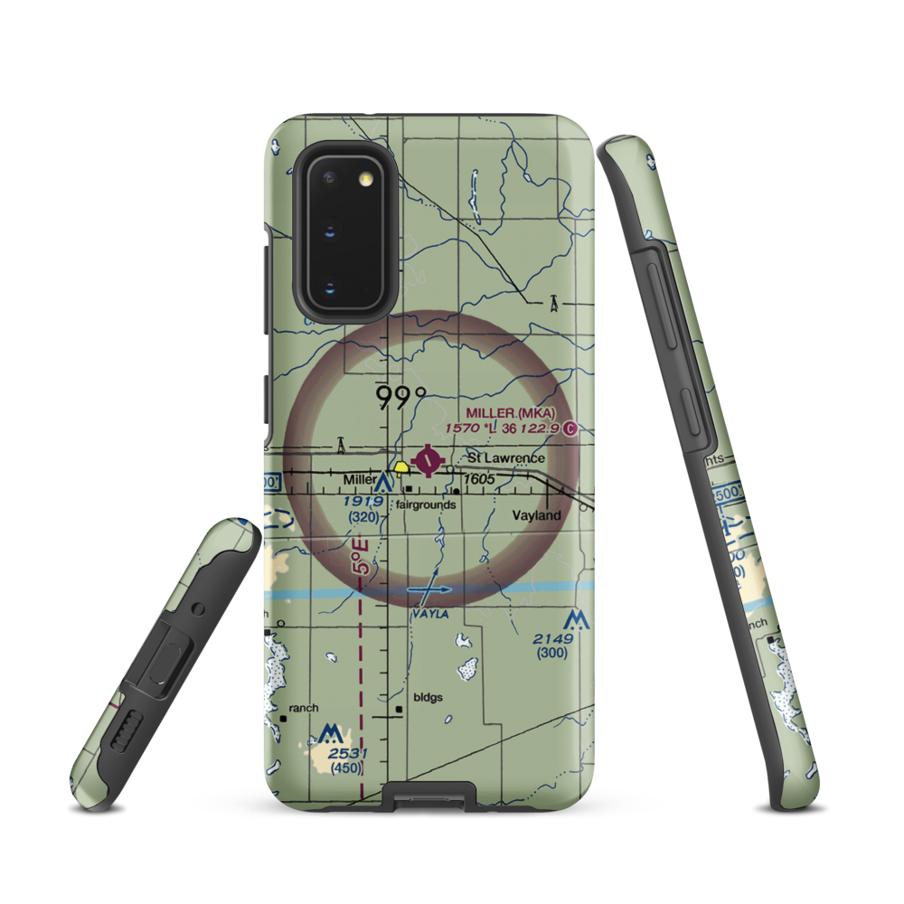 Miller Municipal Airport (MKA) VFR Sectional Samsung Phone Case Samsung Galaxy S20 model shown