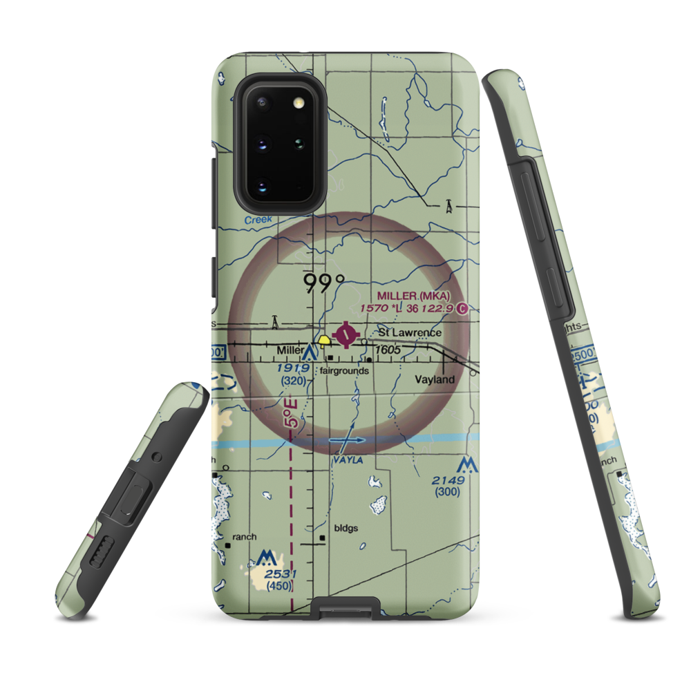 Miller Municipal Airport (MKA) VFR Sectional Samsung Phone Case Samsung Galaxy S20 Plus model shown