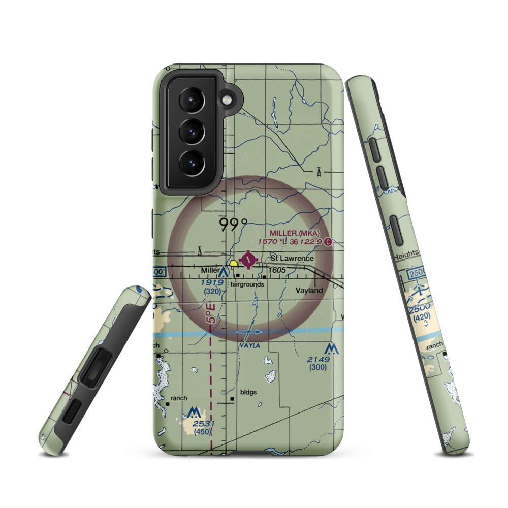 Miller Municipal Airport (MKA) VFR Sectional Samsung Phone Case Samsung Galaxy S21 model shown
