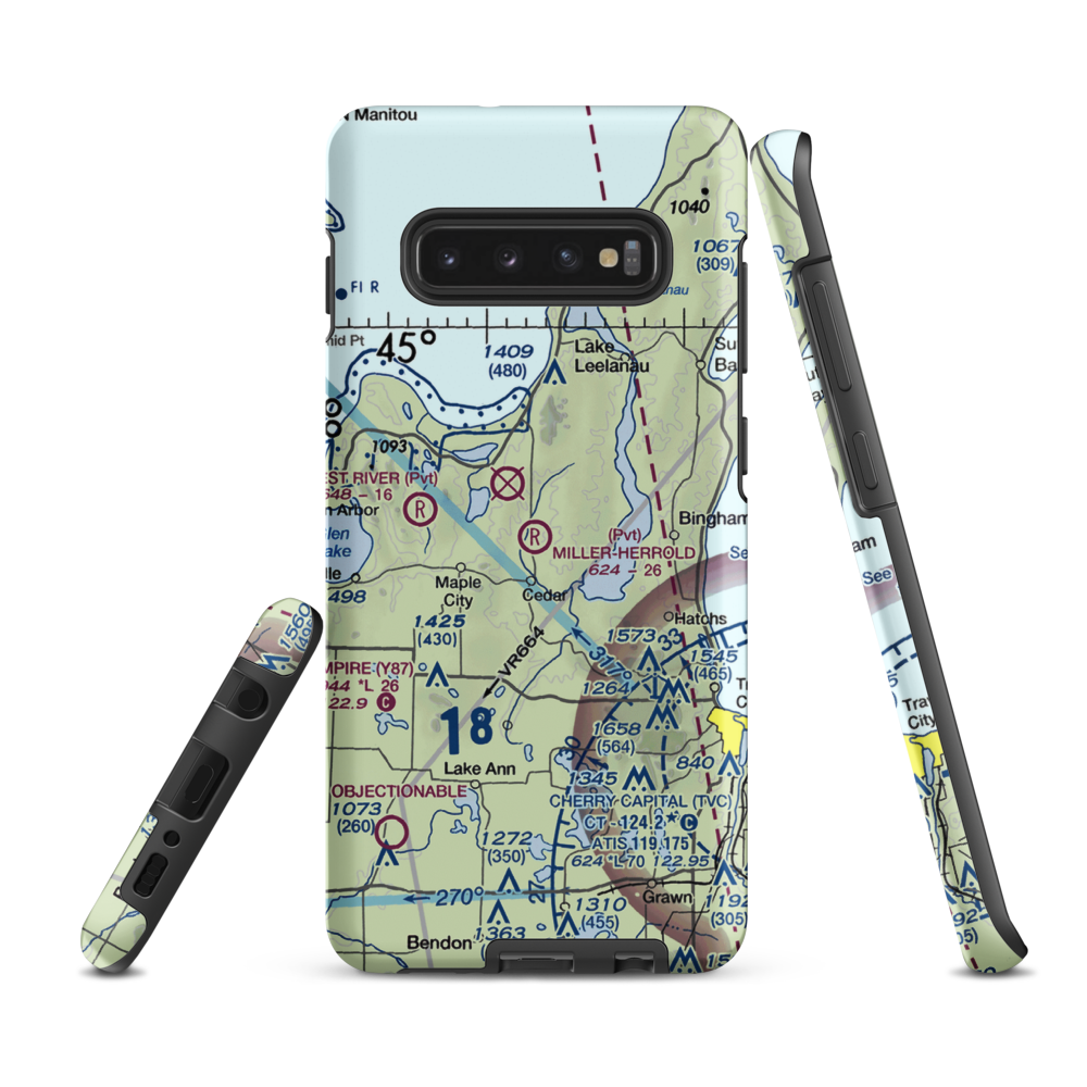 Miller-Herrold Airport (28MI) VFR Sectional Samsung Phone Case Samsung Galaxy S10 Plus model shown