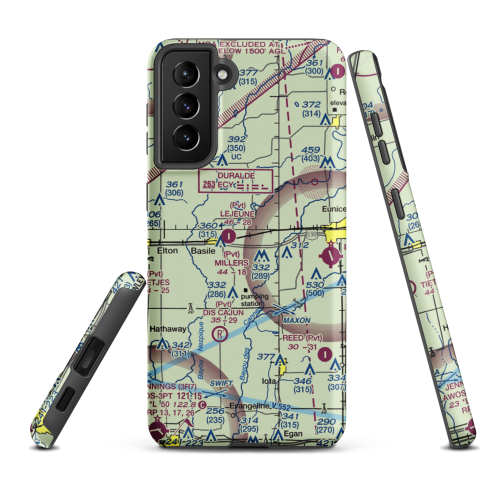 Millers Flying Service Airport (LA01) VFR Sectional Samsung Phone Case Samsung Galaxy S21 Plus model shown