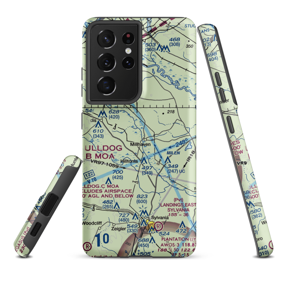 Millhaven Airport (4GE0) VFR Sectional Samsung Phone Case Samsung Galaxy S21 Plus model shown