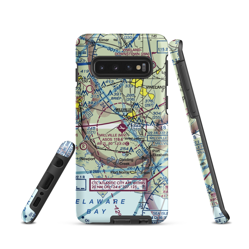 Millville Municipal Airport (MIV) VFR Sectional Samsung Phone Case Samsung Galaxy S10 model shown