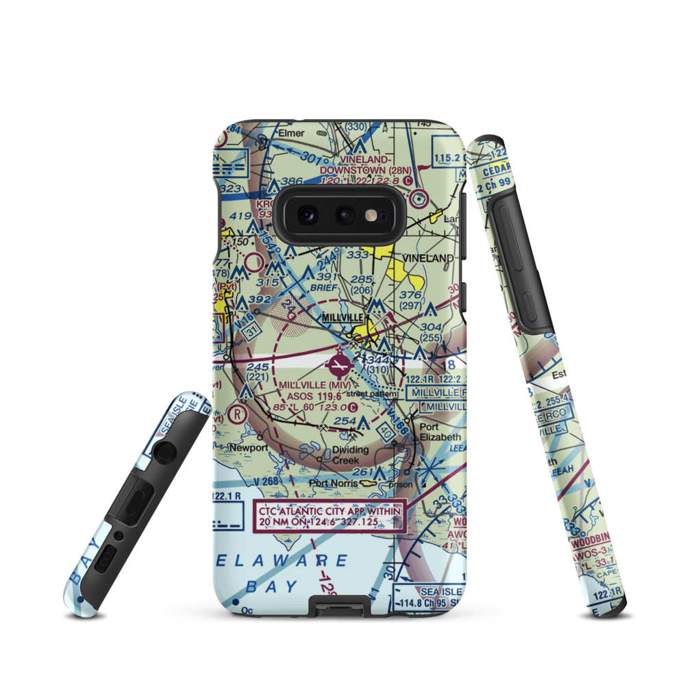 Millville Municipal Airport (MIV) VFR Sectional Samsung Phone Case Samsung Galaxy S10e model shown