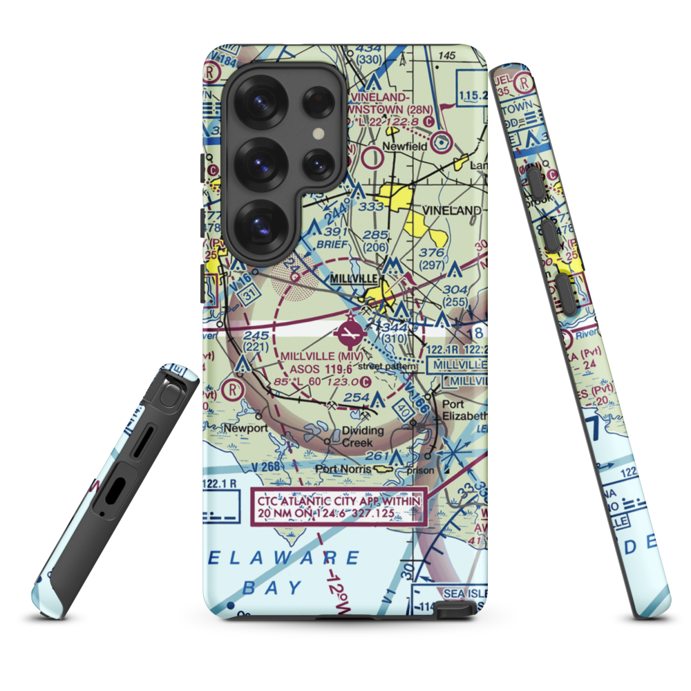 Millville Municipal Airport (MIV) VFR Sectional Samsung Phone Case Samsung Galaxy S25 Ultra model shown