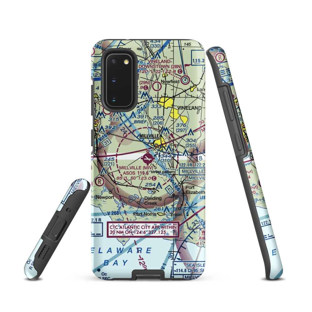 Millville Municipal Airport (MIV) VFR Sectional Samsung Phone Case Samsung Galaxy S20 model shown