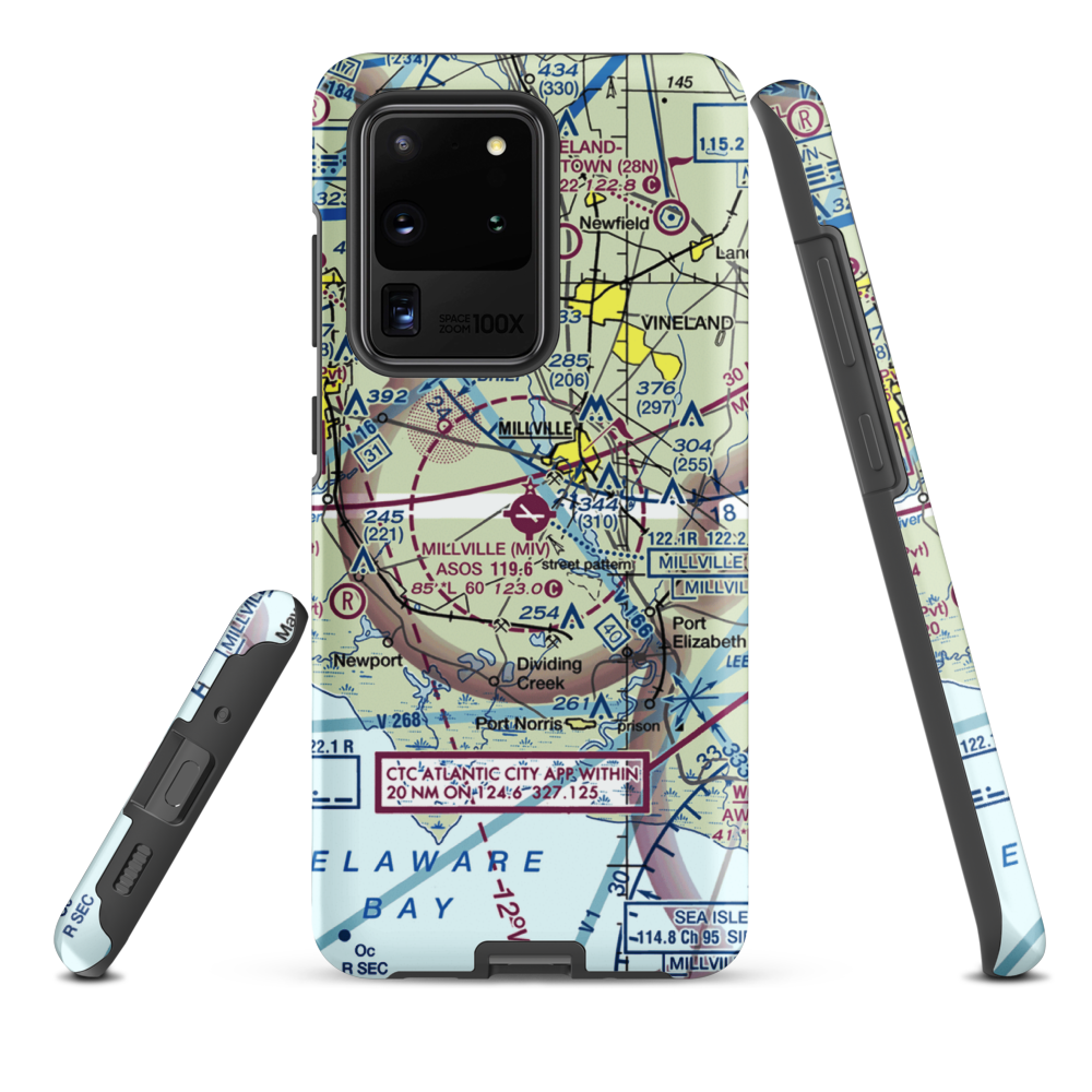 Millville Municipal Airport (MIV) VFR Sectional Samsung Phone Case Samsung Galaxy S20 Ultra model shown