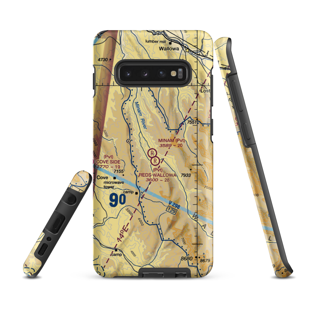 Minam Lodge Airport (7OR0) VFR Sectional Samsung Phone Case Samsung Galaxy S10 Plus model shown