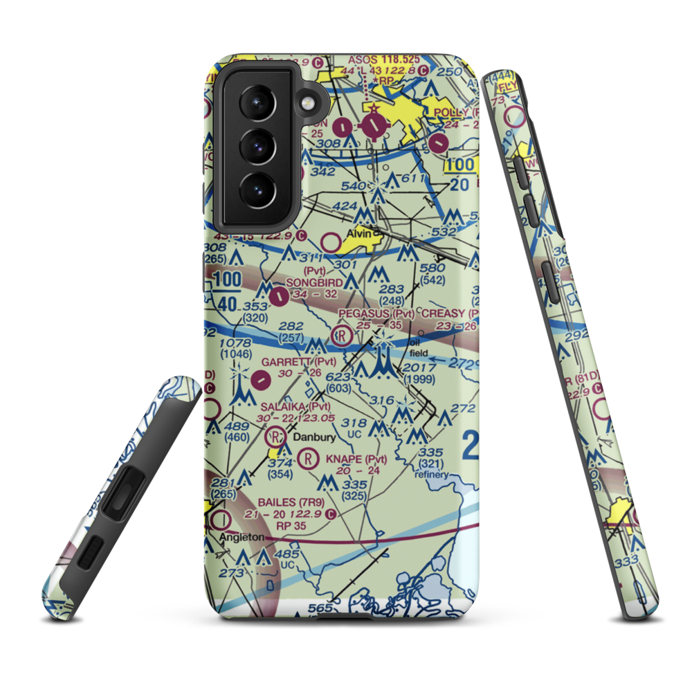 Minard Pegasus Airport (TE09) VFR Sectional Samsung Phone Case Samsung Galaxy S21 Plus model shown