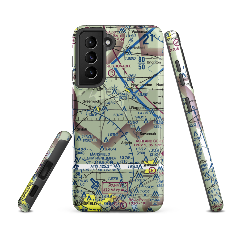 Mindzak Airfield (OI88) VFR Sectional Samsung Phone Case Samsung Galaxy S21 FE model shown